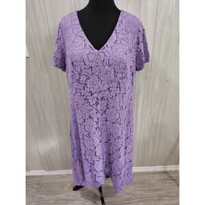 Jessica London Women’s Sz 20 Lace Handkerchief Hem Dress Short Sleeves Lavender